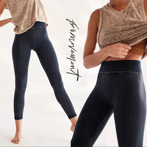 New Free People Movement Navy Happiness Runs 7/8 Crop Leggings